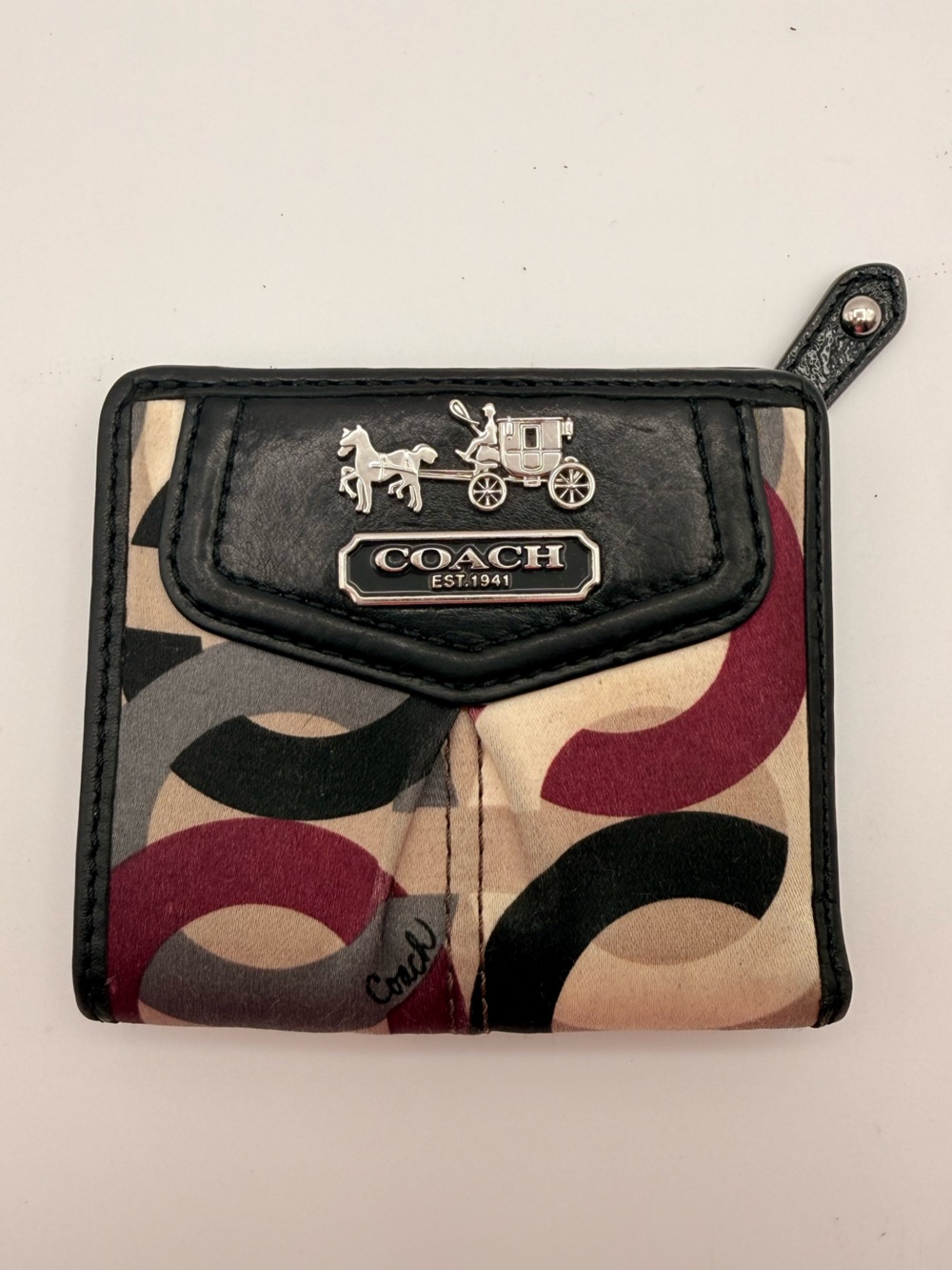 COACH Madison Dotted Op Art Compact Bifold Wallet Multicolor